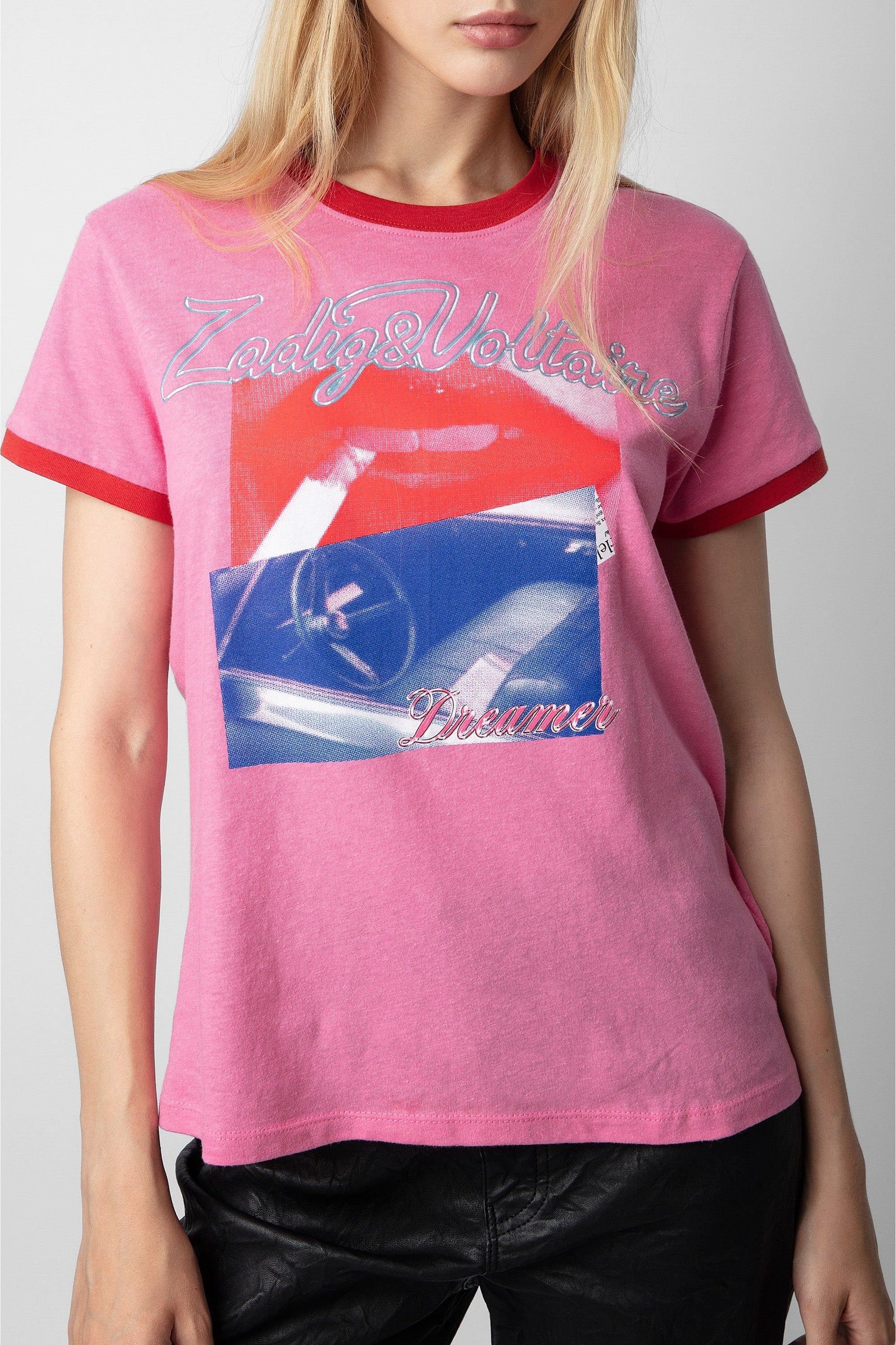 T-shirt Zoe Photoprint en lin mélangé - Antic Pink