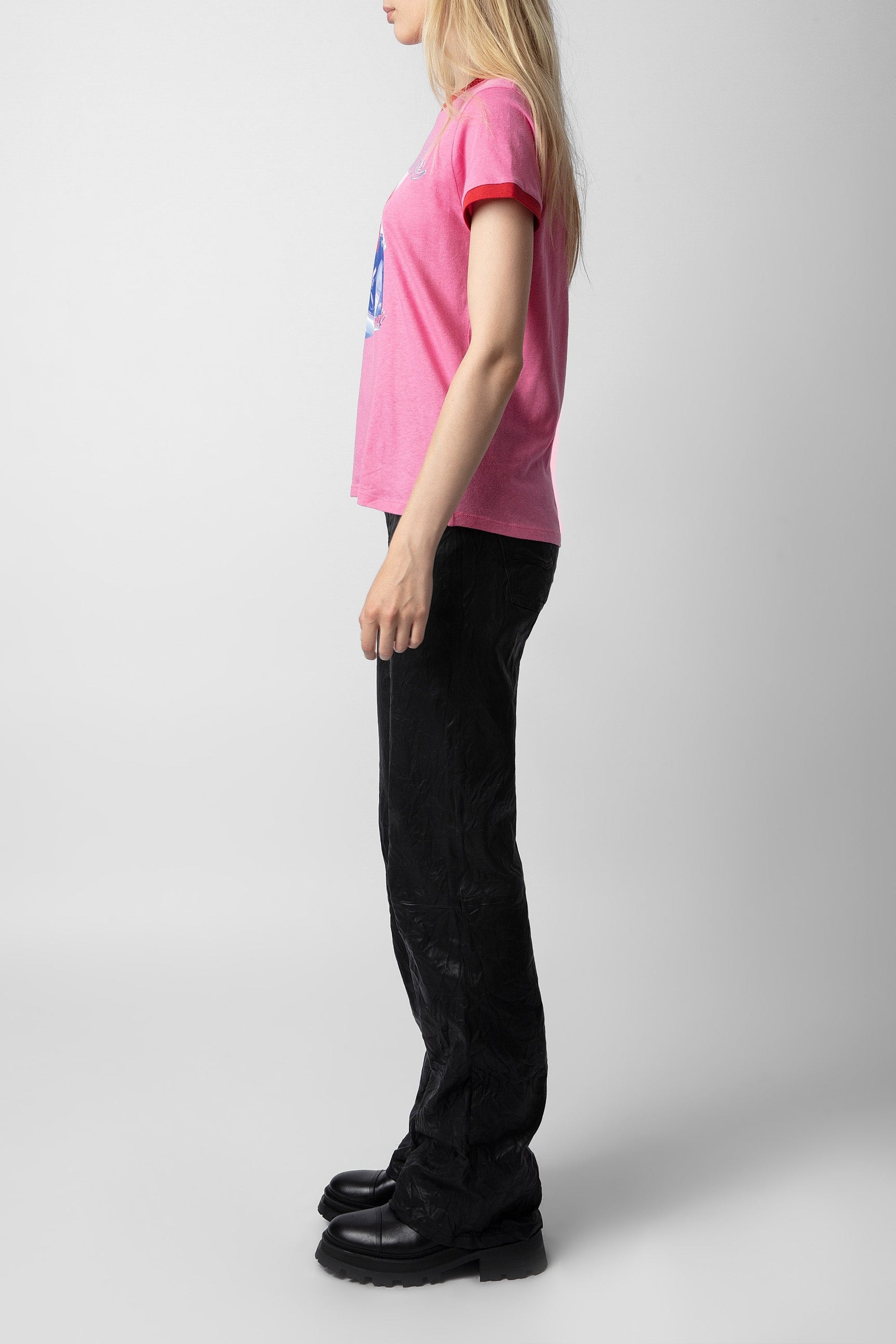 T-shirt Zoe Photoprint en lin mélangé - Antic Pink