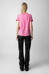 T-shirt Zoe Photoprint en lin mélangé - Antic Pink