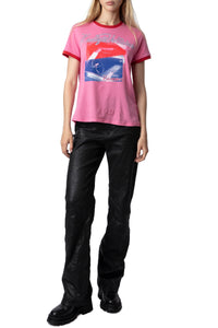 T-shirt Zoe Photoprint en lin mélangé - Antic Pink