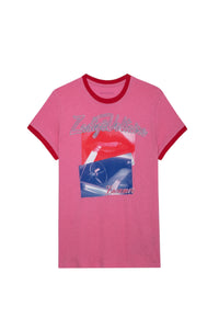 T-shirt Zoe Photoprint en lin mélangé - Antic Pink