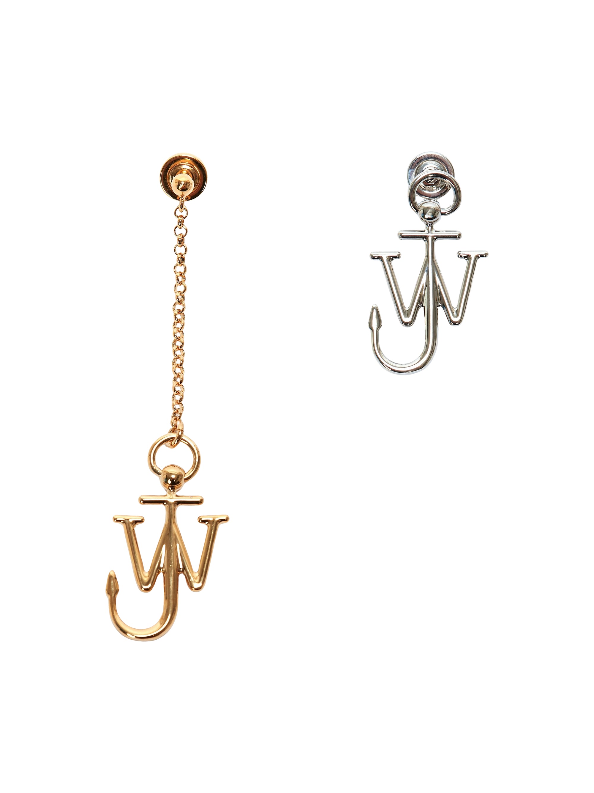 Boucles d'oreilles asymétriques ancres - Gold & Silver Tone