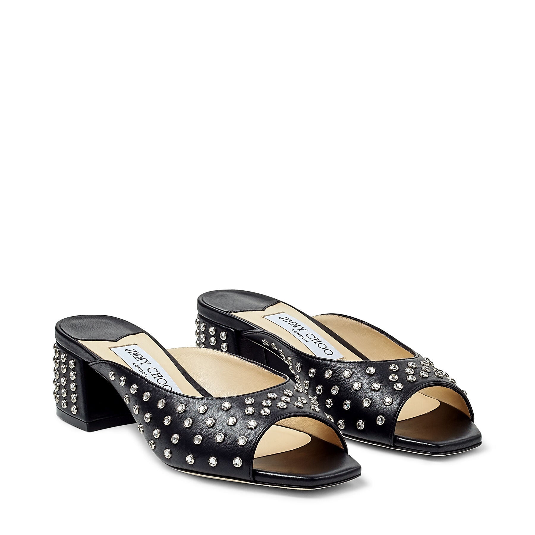 Mules Jynx 45 en cuir - Black & Crystal