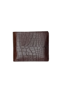 Portefeuille à motif gaufré  en cuir exotique - Marron