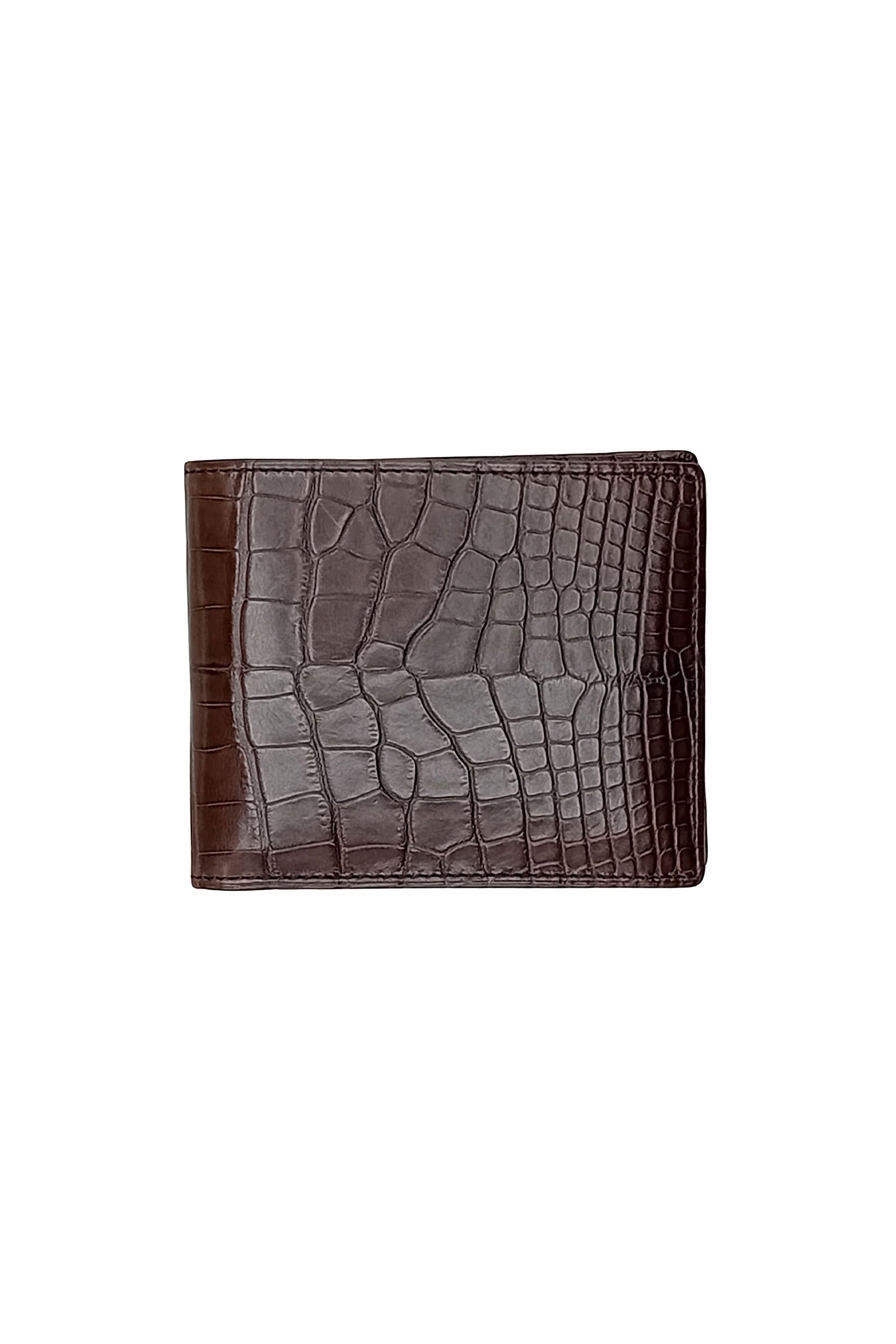 Portefeuille à motif gaufré  en cuir exotique - Marron