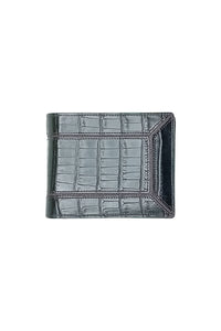 Portefeuille texturé en cuir exotique - Noir & Bordeaux