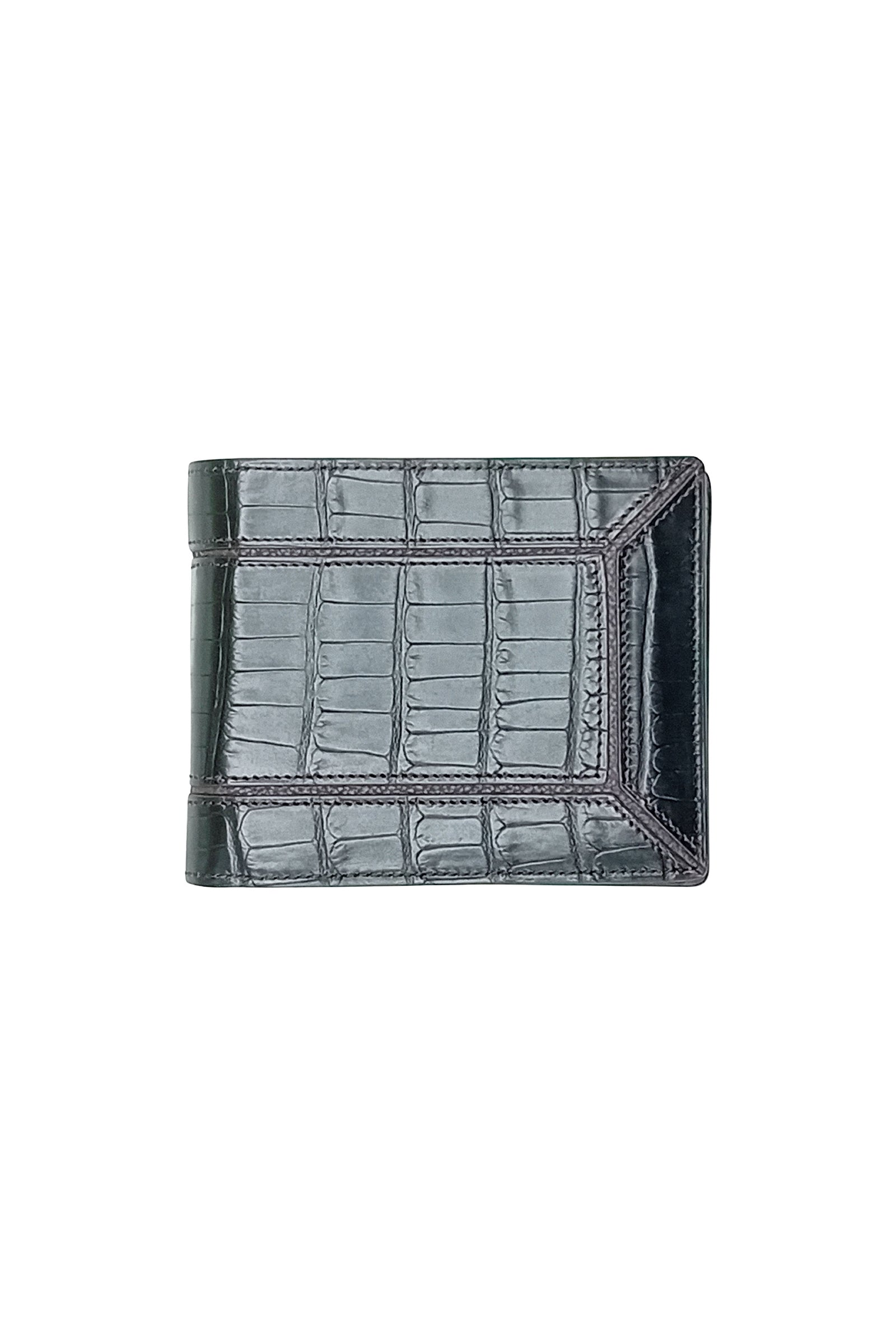 Portefeuille texturé en cuir exotique - Noir & Bordeaux