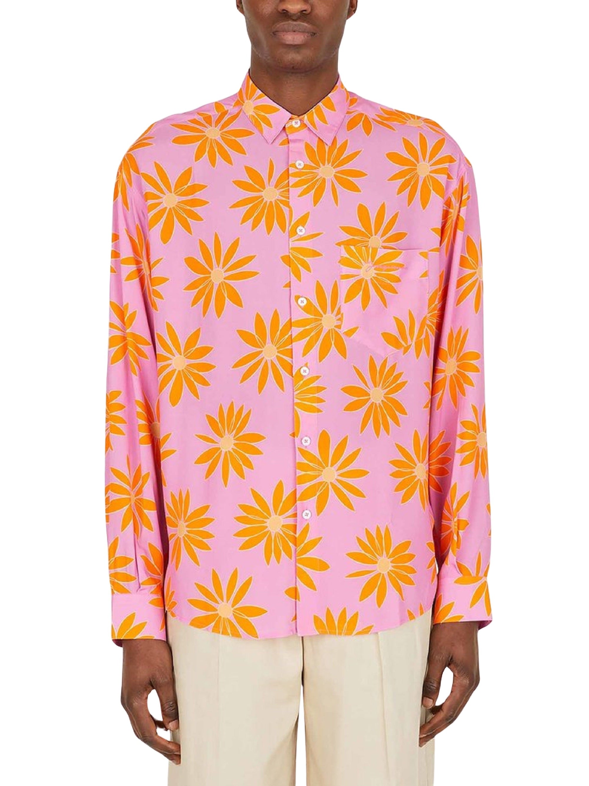 PRINT ORANGE/PINK FLOWERS LA CHEMISE SIMON