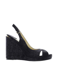 Sandales Amely compensées 105 à effet wetlook - Black