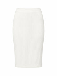 Jupe midi en maille - Crème