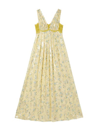 Robe longue coupe empire en soie - Giallo Fantasia Oro