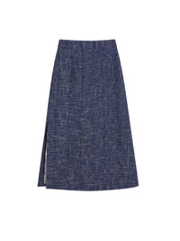 Jupe fourreau avec passementerie latérale en laine - Blu & Bianco
