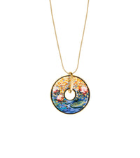 Collier Luna Piena en émail et décoré à l'or - Bleu & rouge & or