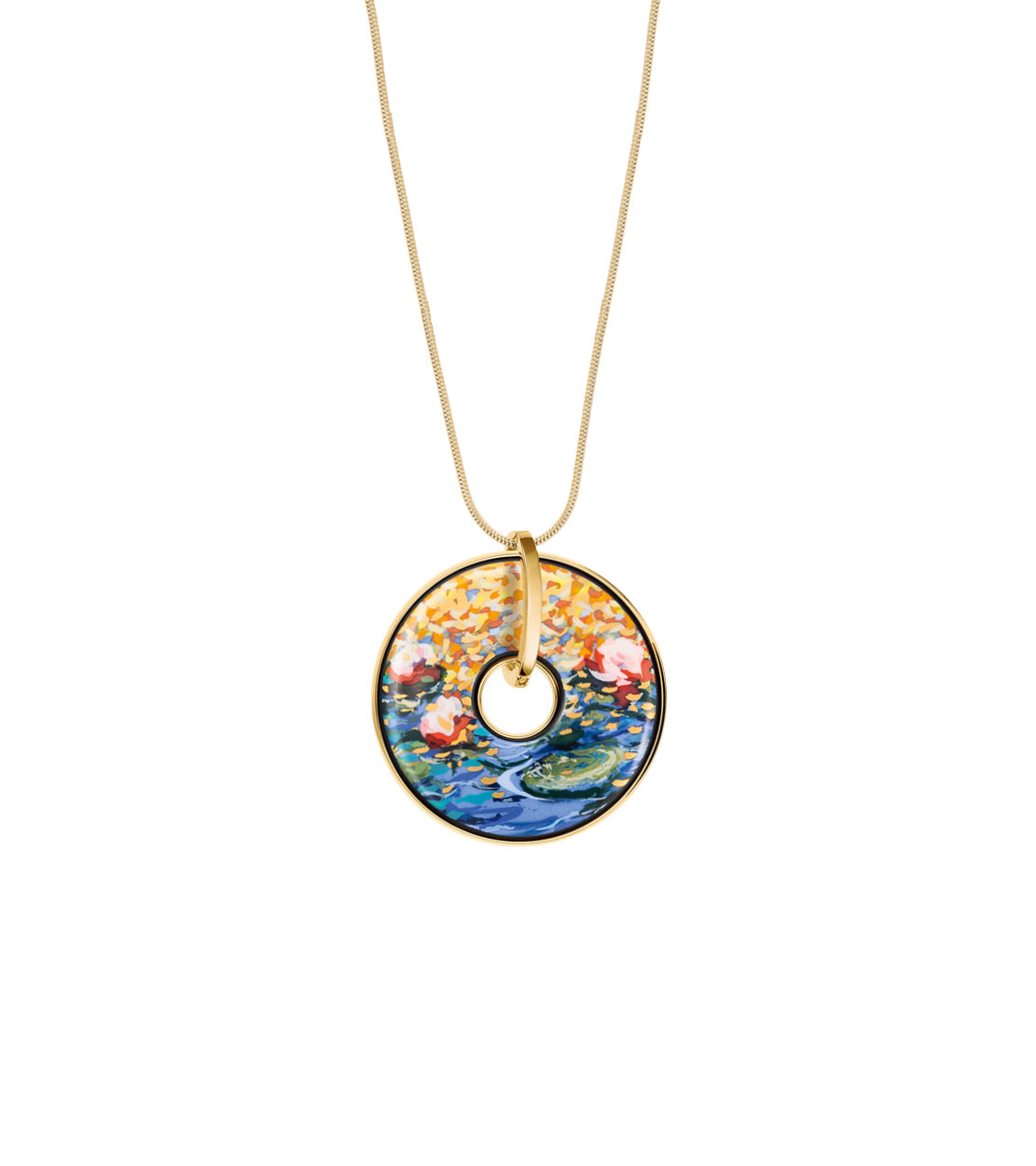Collier Luna Piena en émail et décoré à l'or - Bleu & rouge & or
