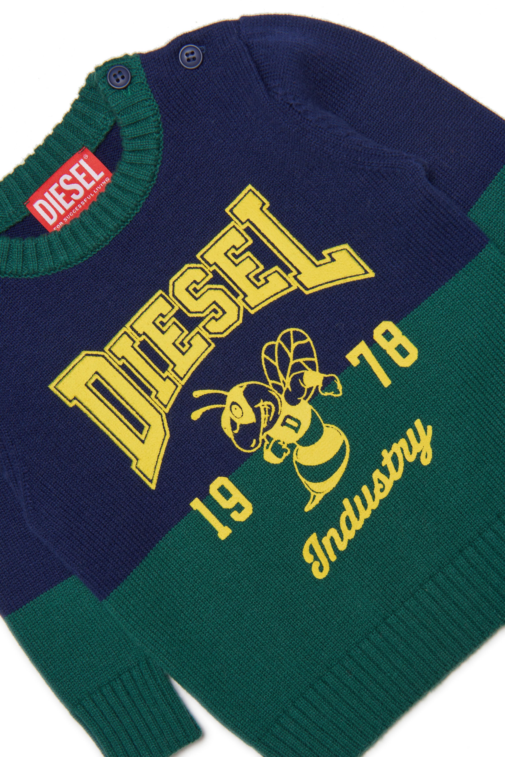 Pull à imprimé en laine - Bottle Green