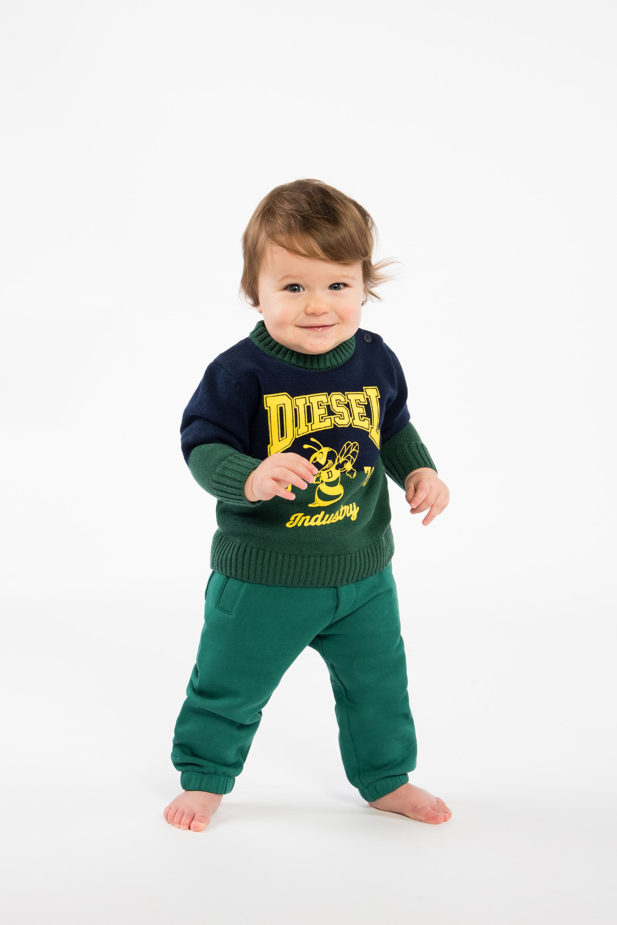 Pull à imprimé en laine - Bottle Green