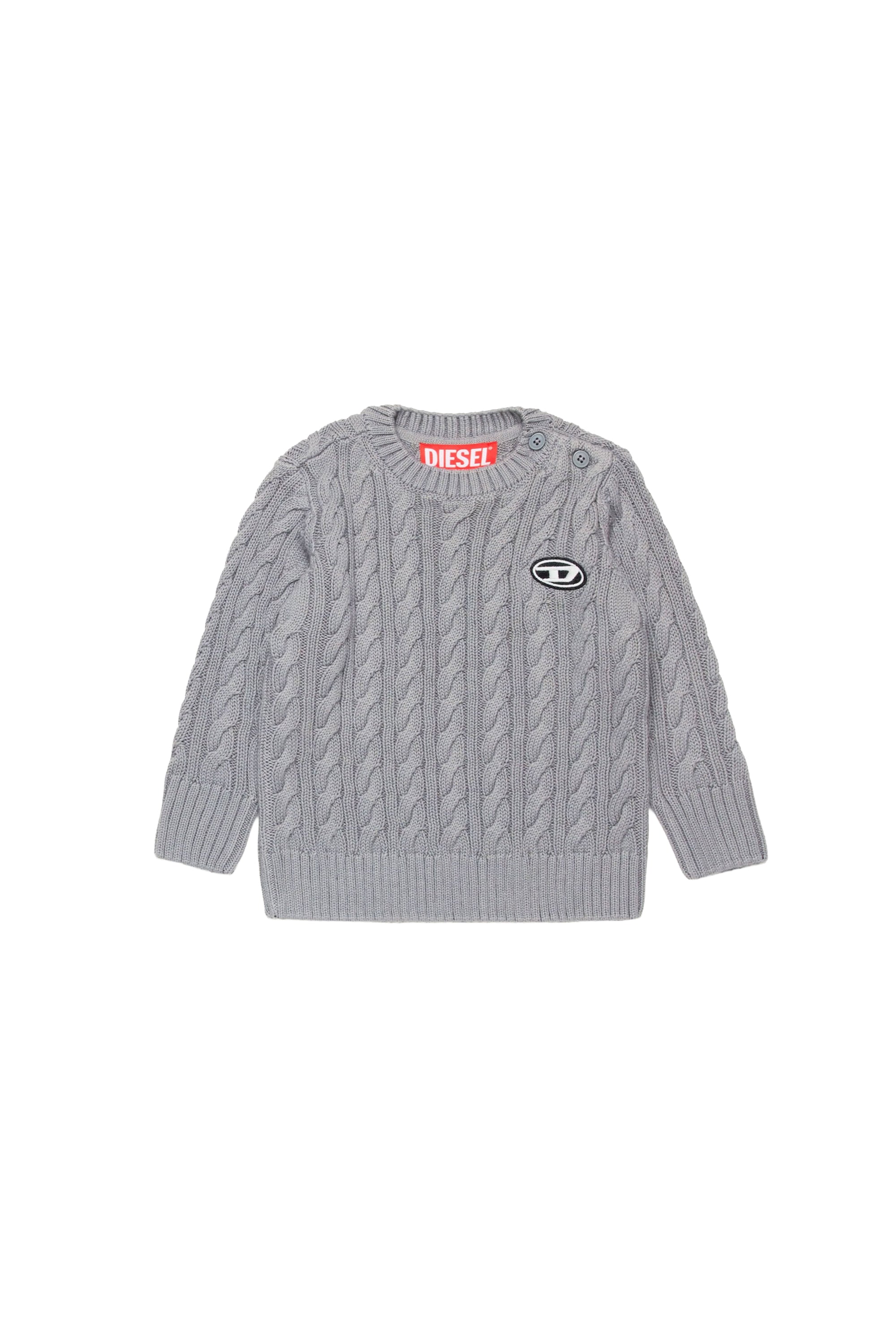 Pull avec logo en maille - Cool Gray