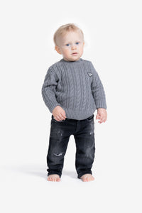 Pull avec logo en maille - Cool Gray