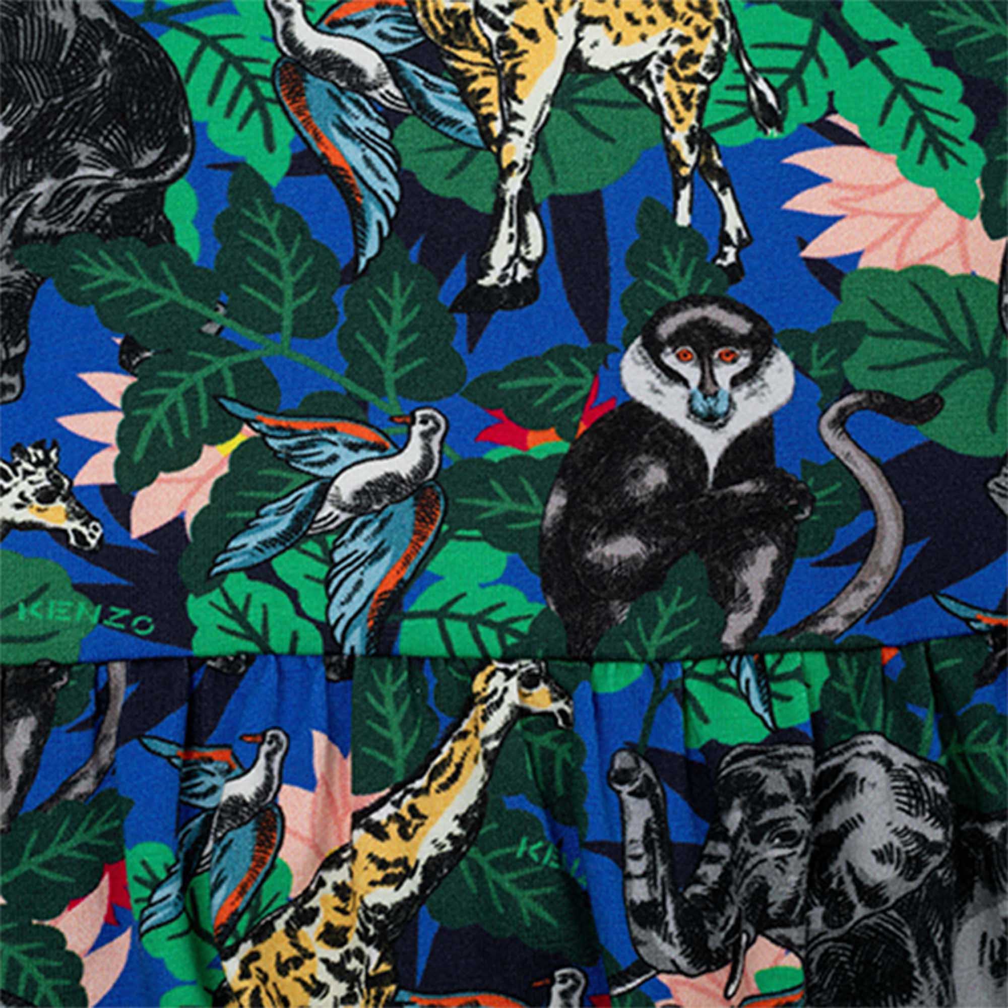 KENZO Robe manches longues en jersey imprimé "Jungle" - Wave Blue