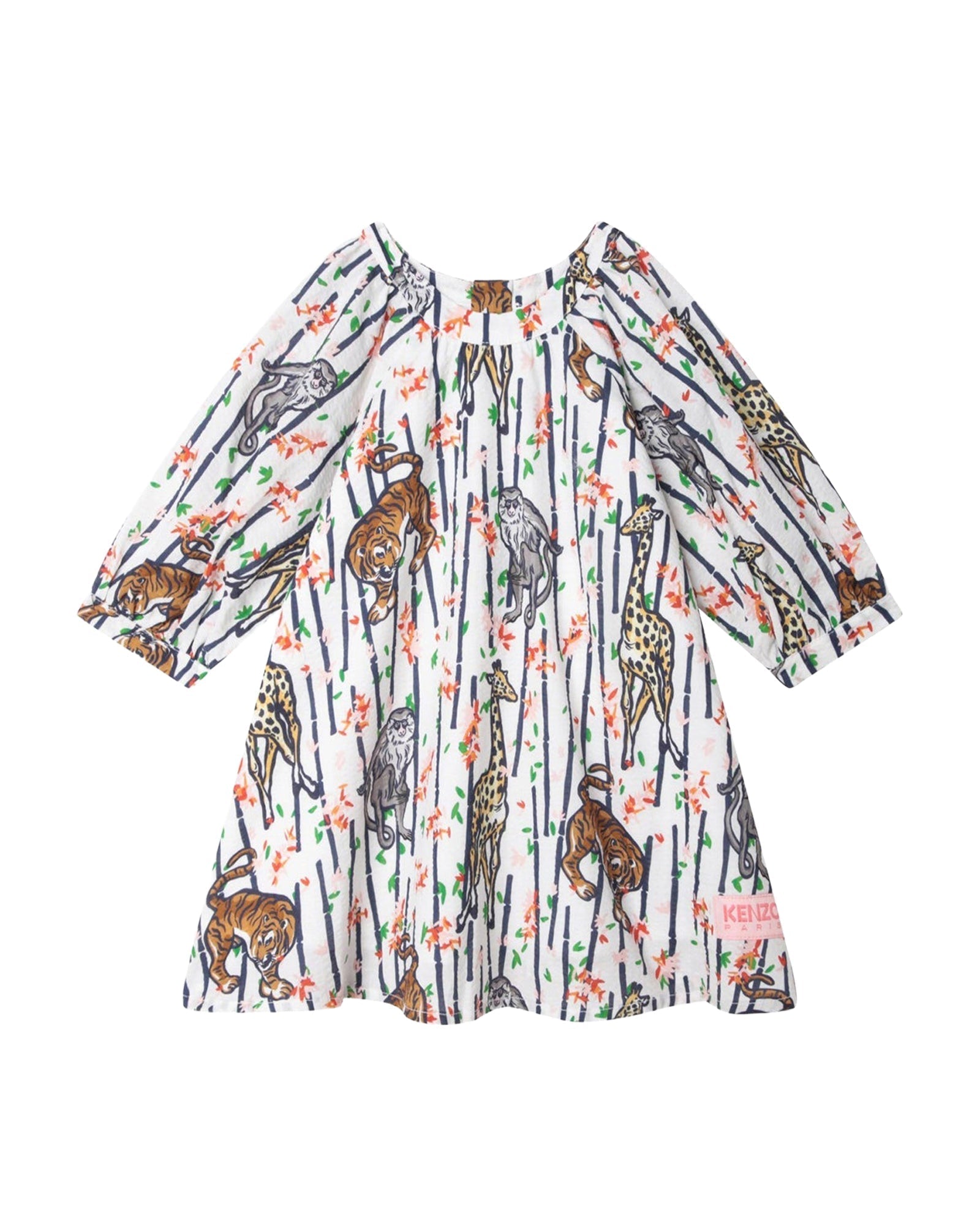 Cotton balloon sleeve dress - White