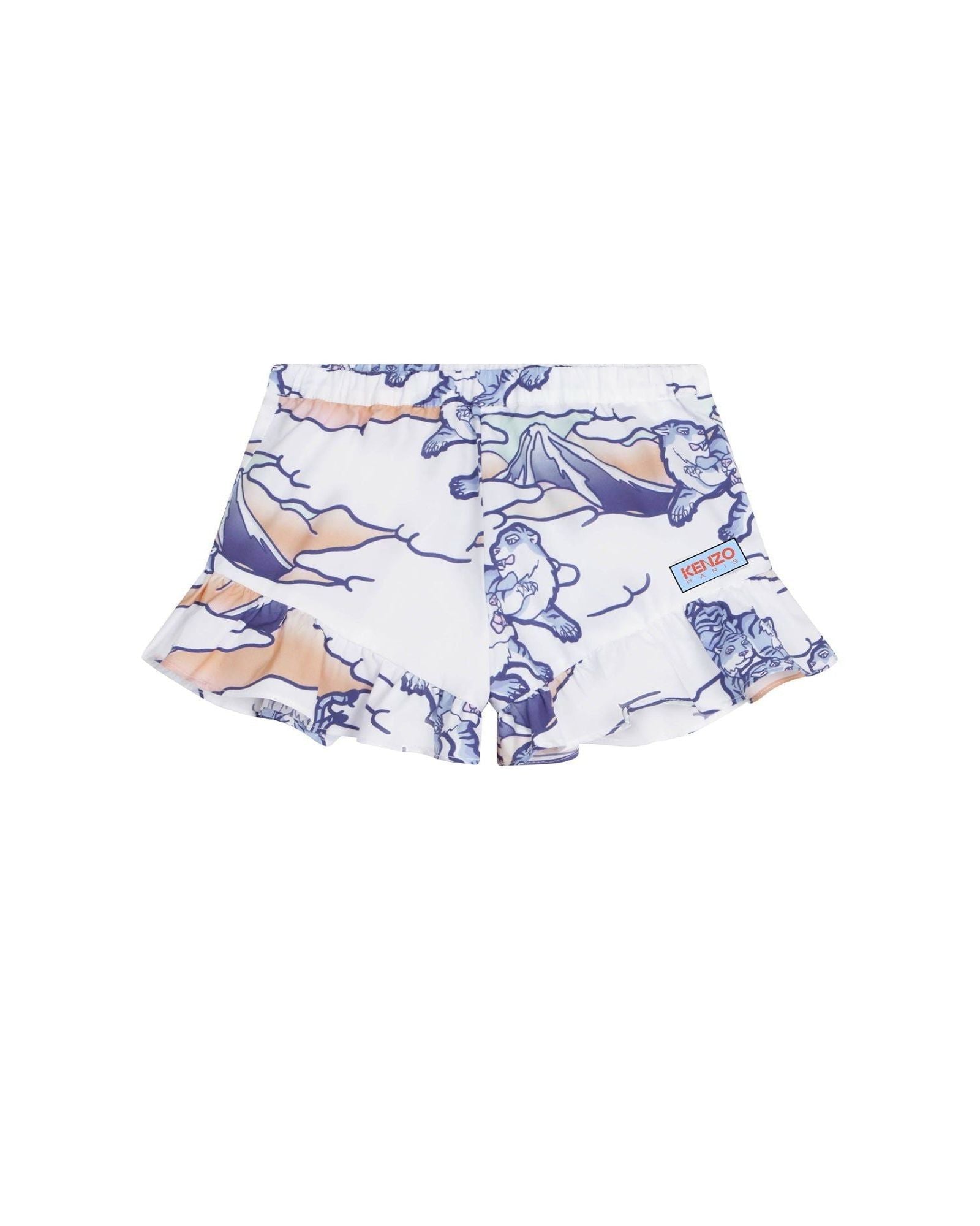 Full print poplin shorts - White