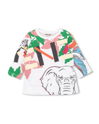 T-shirt manches longues à motif en coton - Blanc