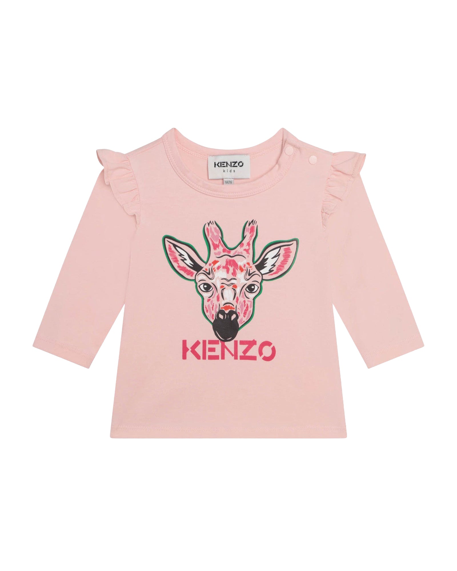 T-shirt à manches longues illustration girafe en coton - Rose Petale