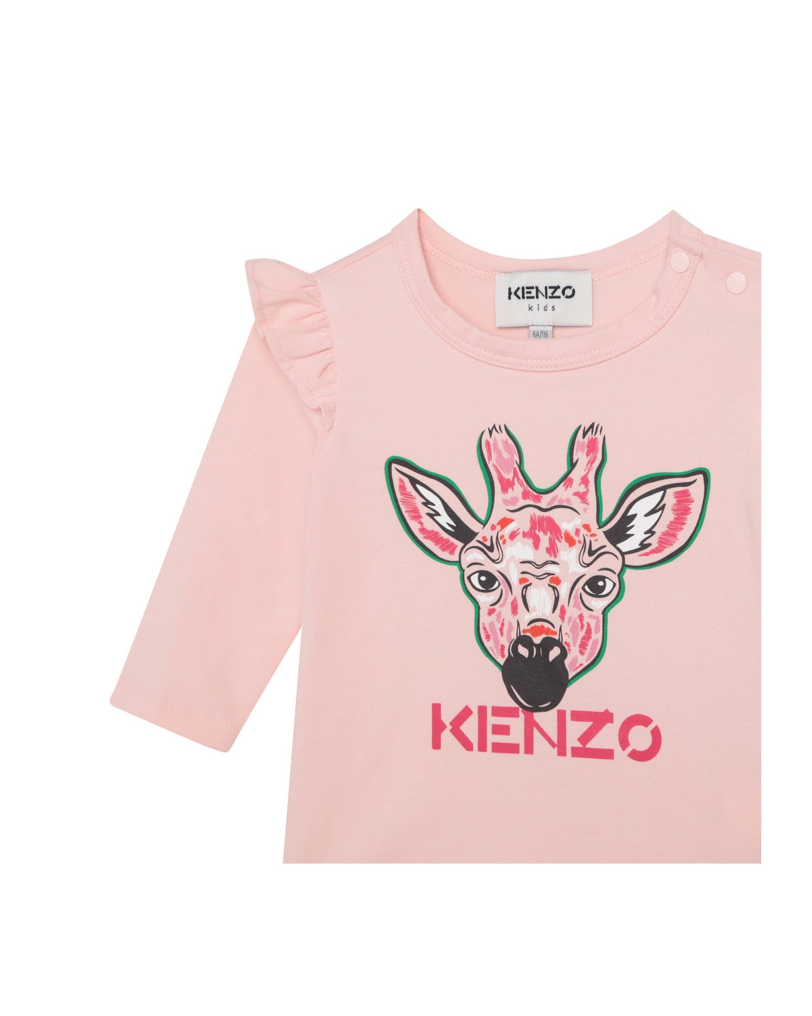 T-shirt à manches longues illustration girafe en coton - Rose Petale