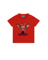 T-shirt à manches courtes imprimé Girafe en coton - Poivron