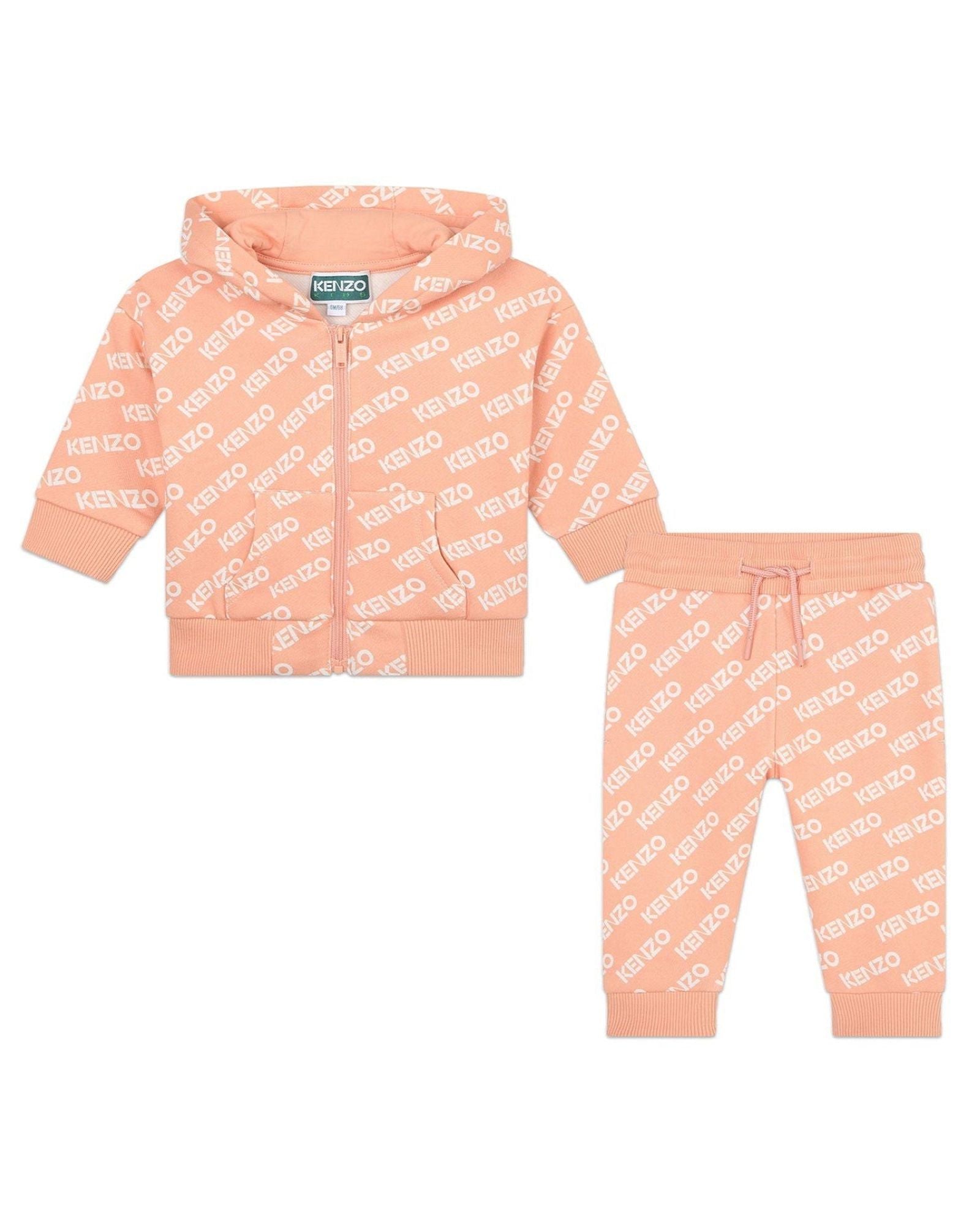 Cotton cardigan and trousers set - Nude