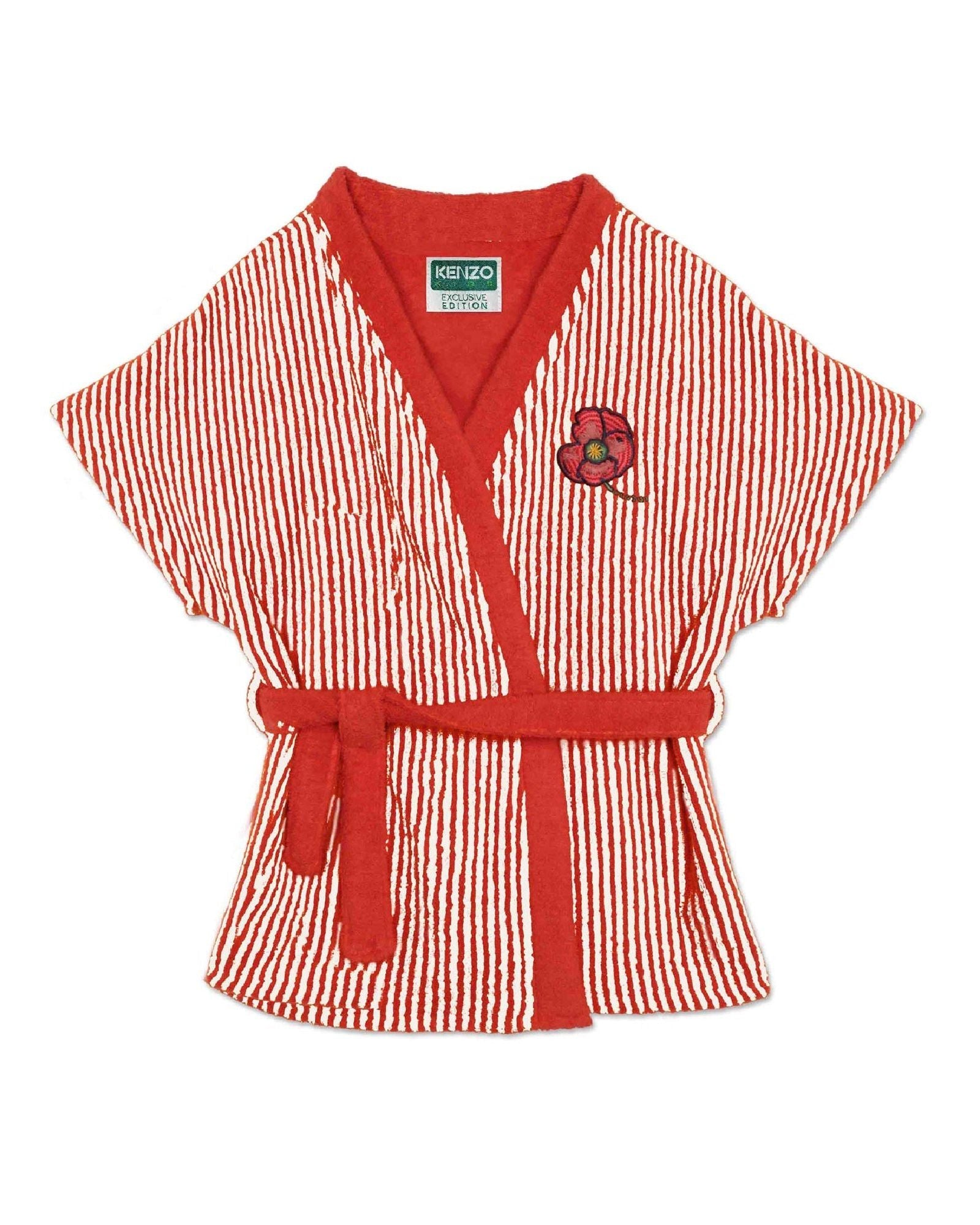 Striped terry bath cape - Butter milk