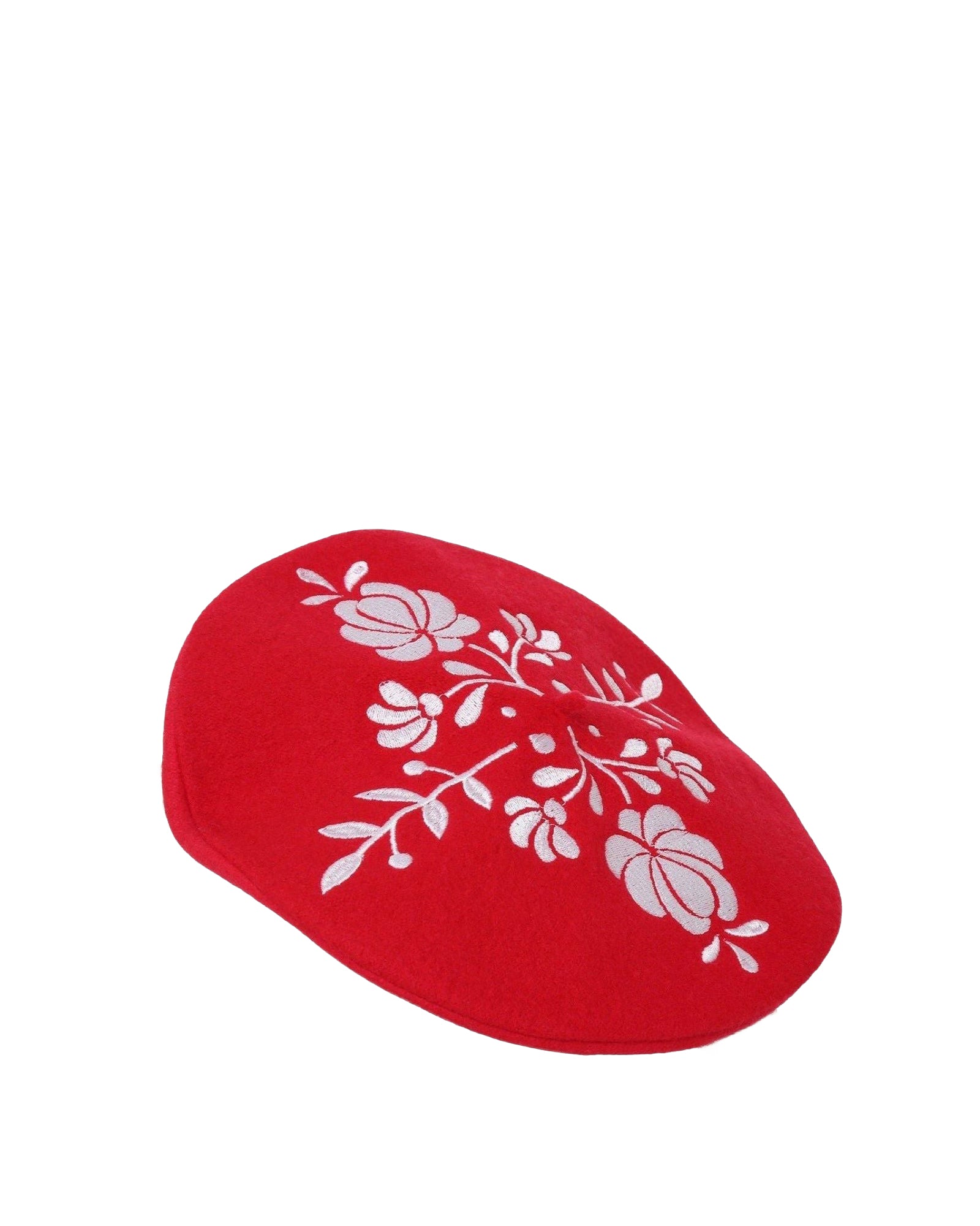 Béret avec broderie en laine - Rouge Foncé