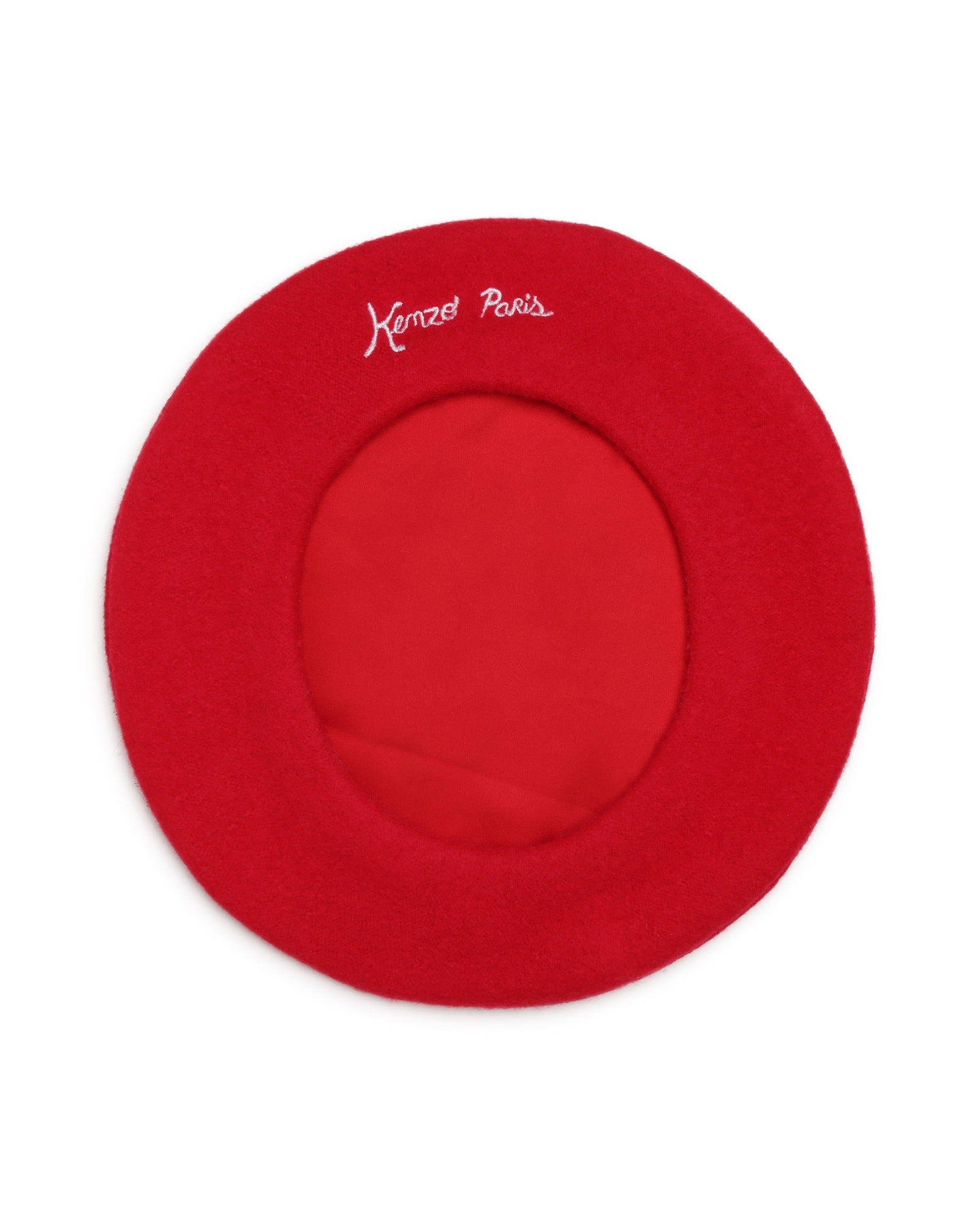 Béret avec broderie en laine - Rouge Foncé