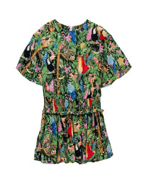Robe en imprimé tropical - Gris taupe