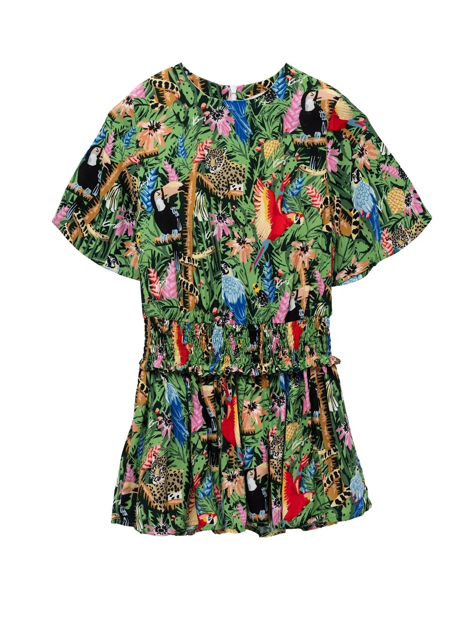 Robe en imprimé tropical - Gris taupe