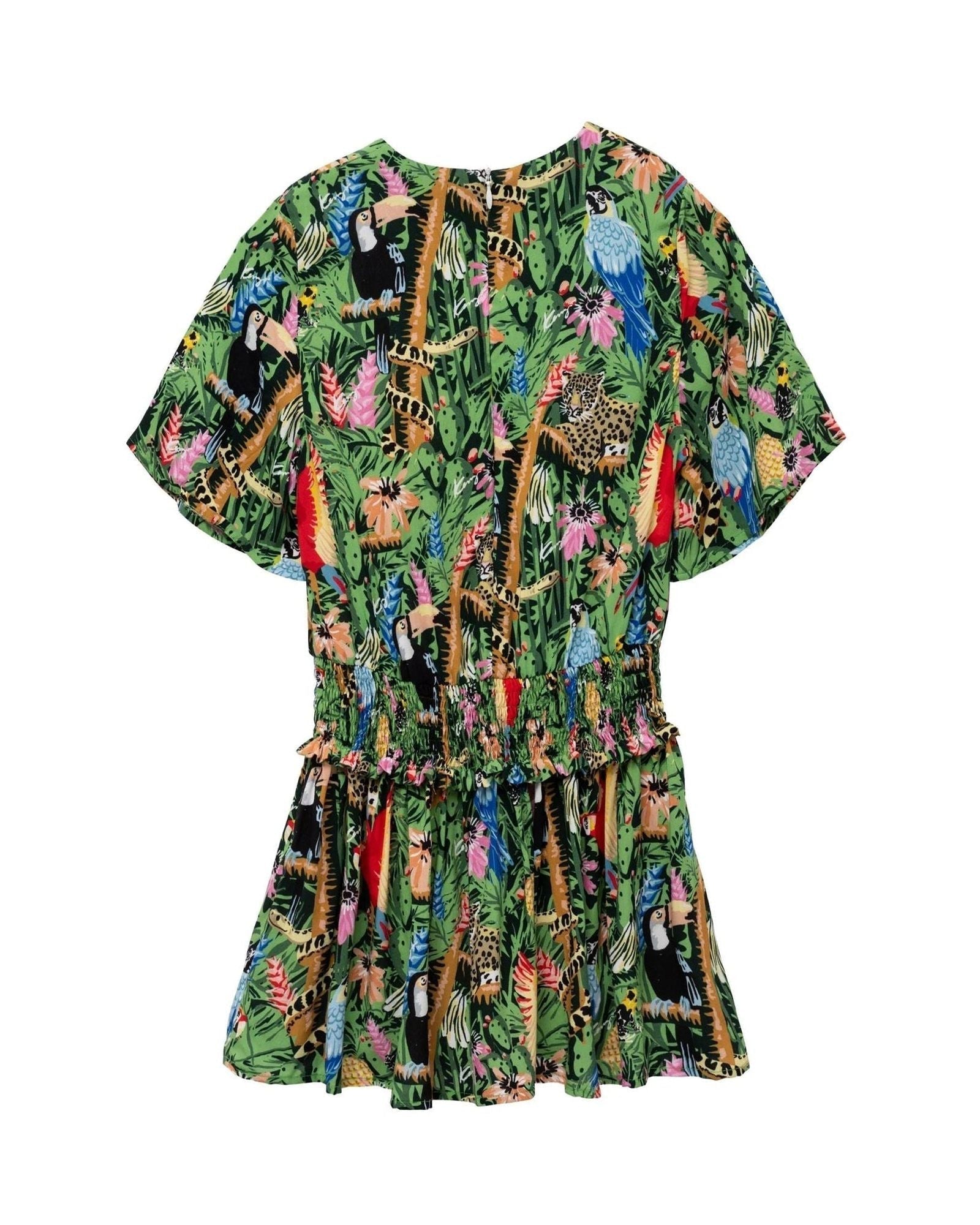 Tropical print dress - Taupe Grey