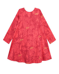 Robe à godet en satiné avec imprimé tigres - Pop Red