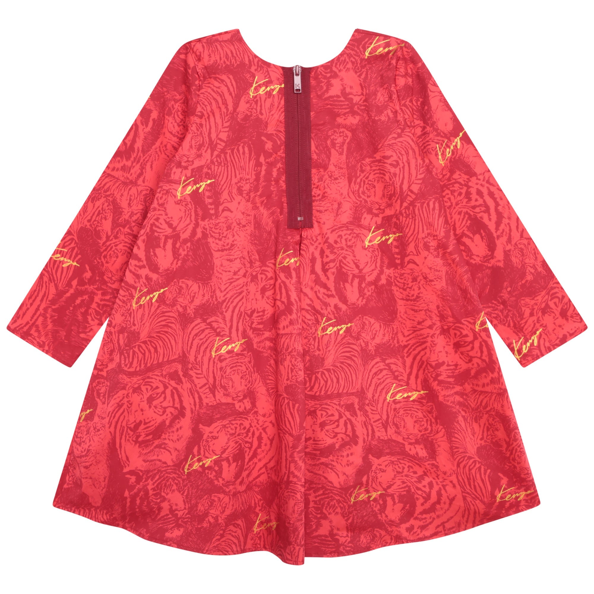 Robe à godet en satiné avec imprimé tigres - Pop Red