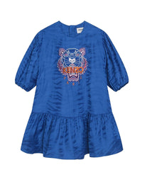Robe en taffetas imprimée Tiger Stripes - Wave Blue