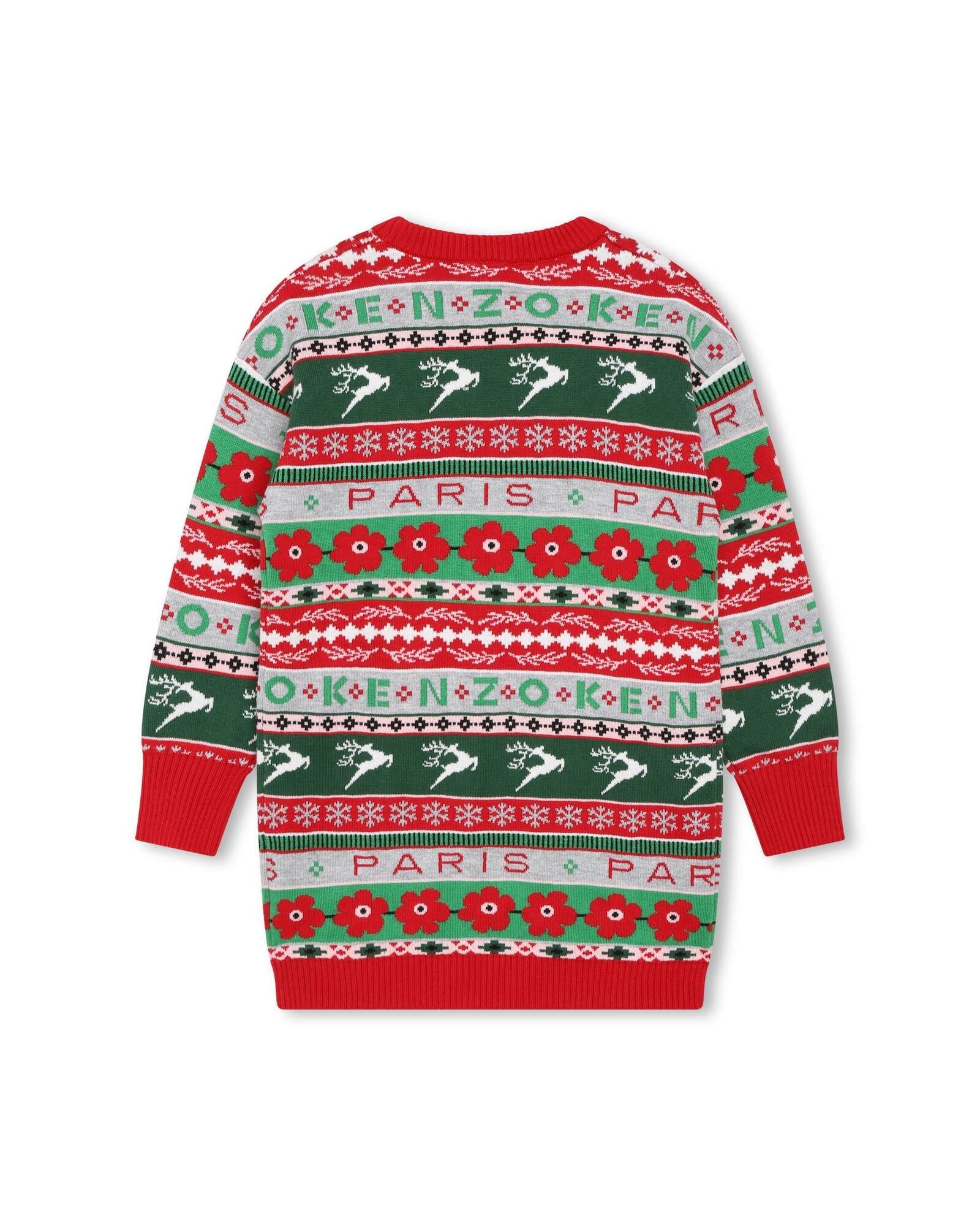Robe en tricot en coton - Rouge fonce