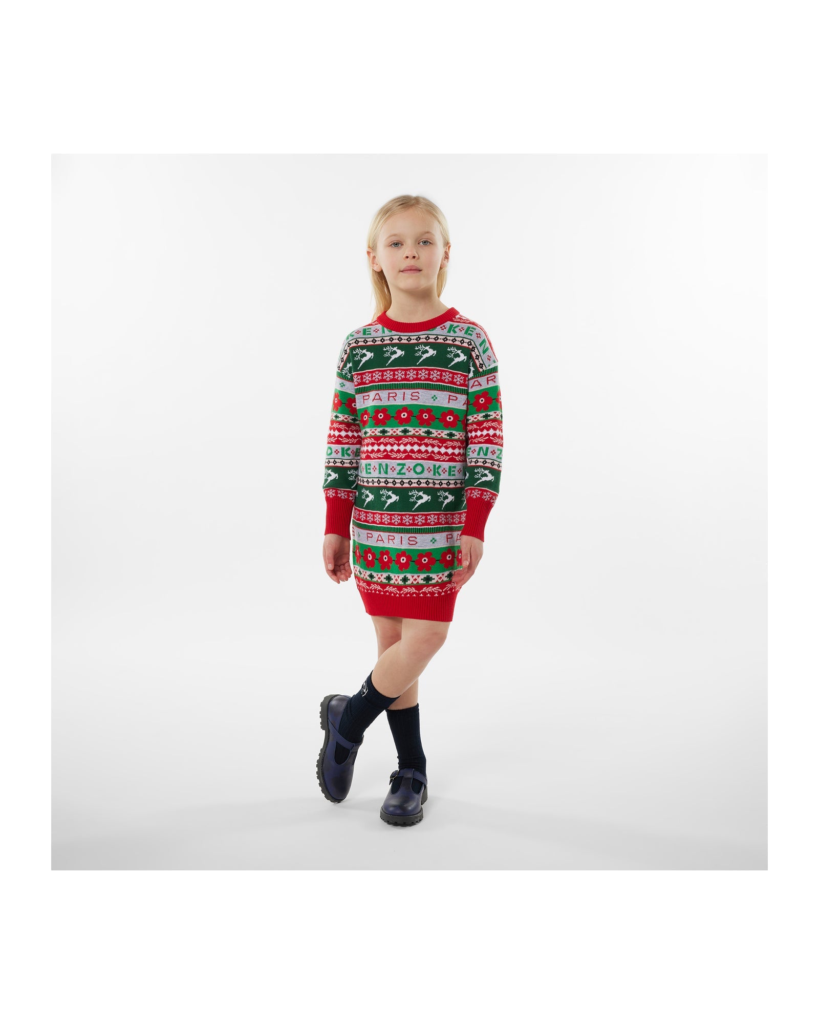 Robe en tricot en coton - Rouge fonce