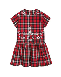 Robe évasée à carreaux en coton - Rouge Foncé