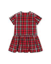 Robe évasée à carreaux en coton - Rouge Foncé
