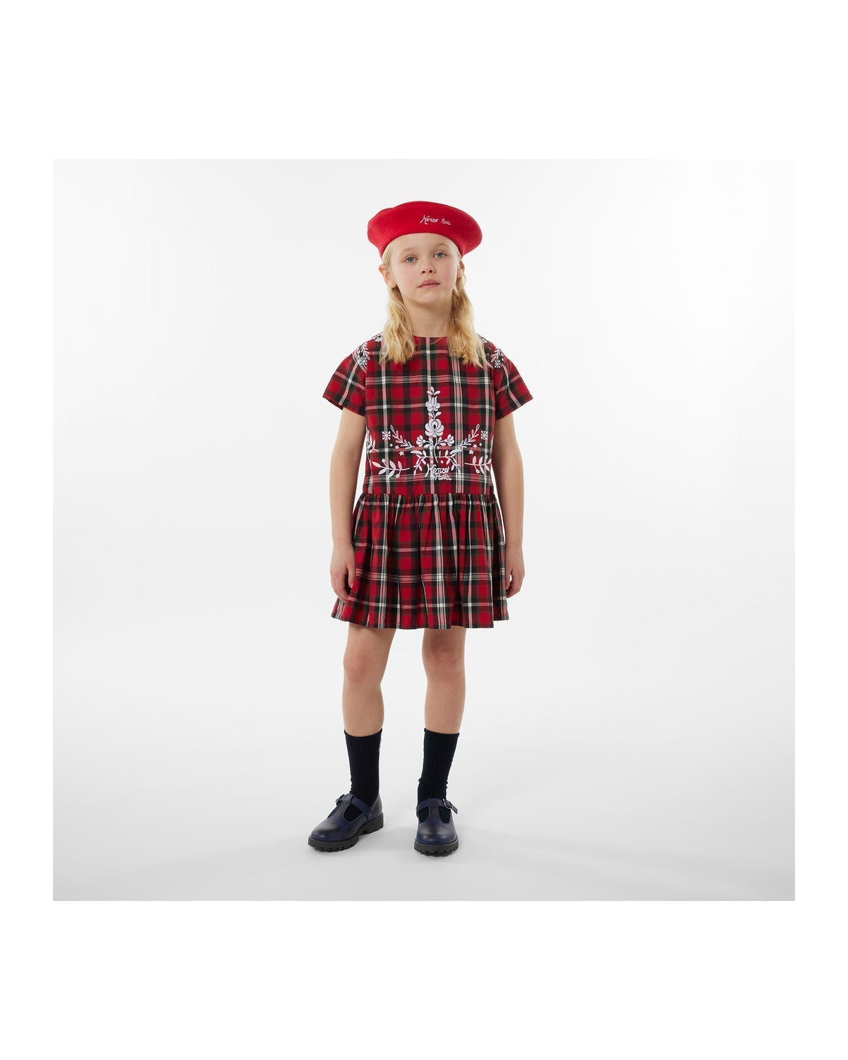 Robe imprimée en coton - Rouge Fonce