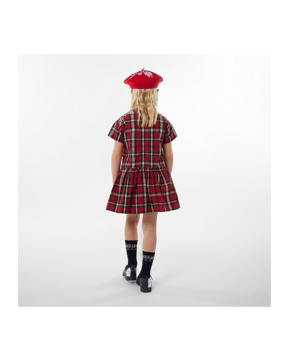 Robe imprimée en coton - Rouge Fonce