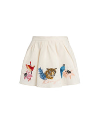 Jupe à motif jungle en coton - Naturel