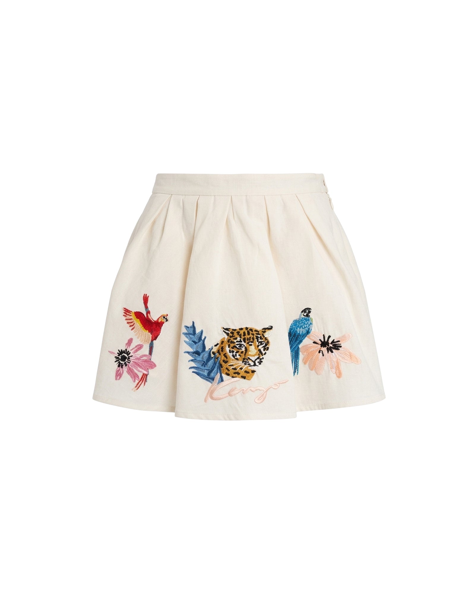 Jupe à motif jungle en coton - Naturel
