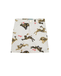Jupe courte à motif en coton - Naturel
