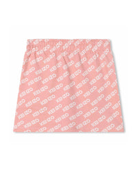 Jupe courte à motif monogramme en coton - Nude