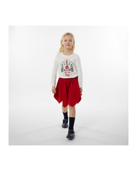 Jupe taille haute en velours - Rouge Fonce